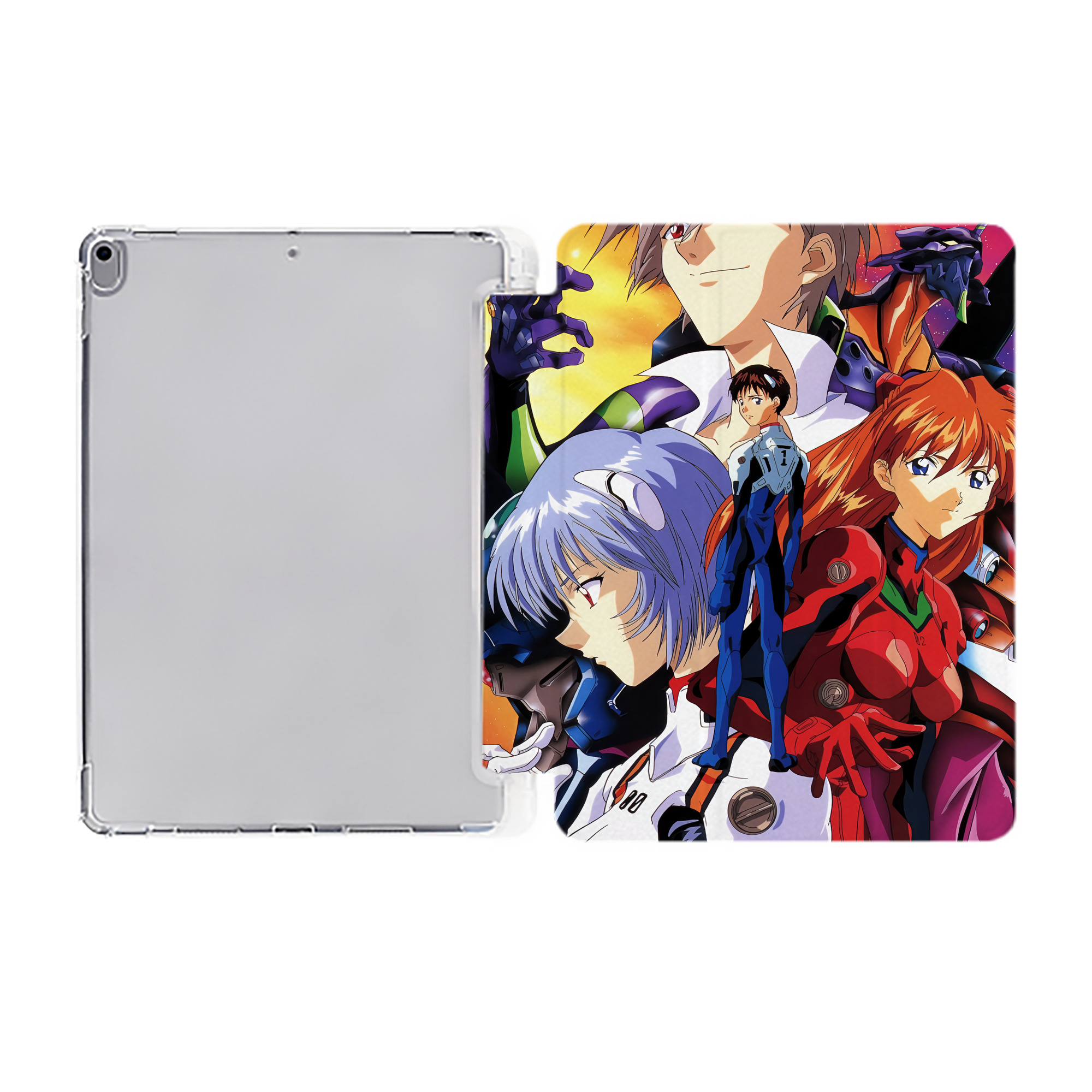 （画像用） EVA 新世紀エヴァンゲリオン IPad ケース ペン収納付き 三つ折りスタンド PUレザー×シリコン 対応機種9.5/10.5/10.9インチ